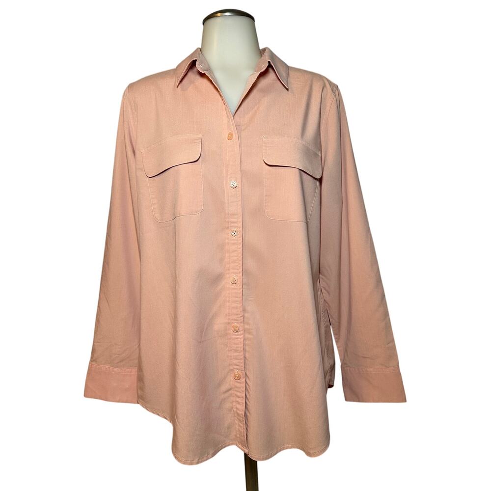 Chico's Blouse Top Women's Size 1 US 8/10 Peach Button Front Classic Career